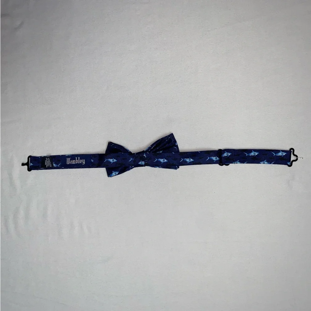 🆕 Wembley Shark Necktie Boy’s Navy Blue Formal Church Child Party Special Event
